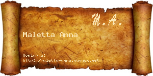 Maletta Anna névjegykártya